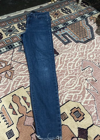 Kemerli Koyu Mavi Kadın Denim Pantolon - Görsel 5