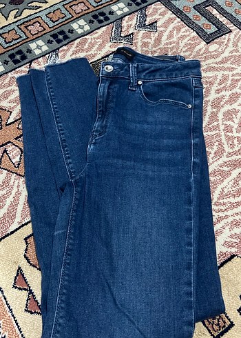 Kemerli Koyu Mavi Kadın Denim Pantolon - Görsel 3