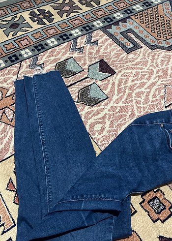 Kemerli Koyu Mavi Kadın Denim Pantolon - Görsel 4