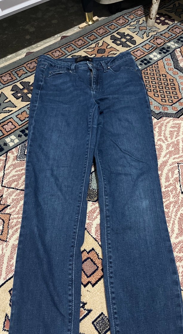 Kemerli Koyu Mavi Kadın Denim Pantolon - Görsel 2