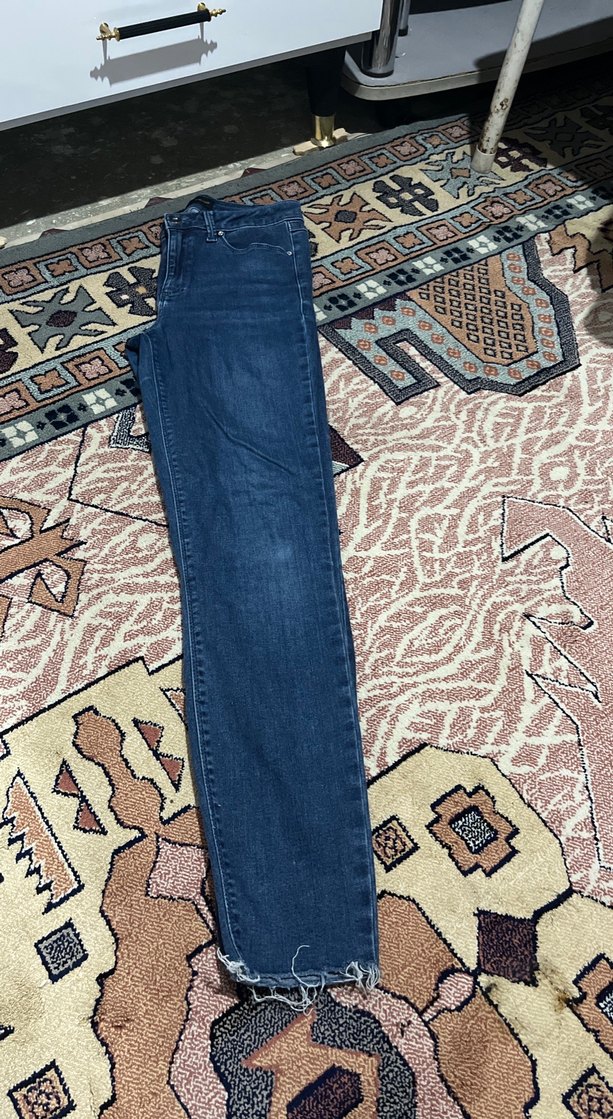 Kemerli Koyu Mavi Kadın Denim Pantolon - Görsel 5