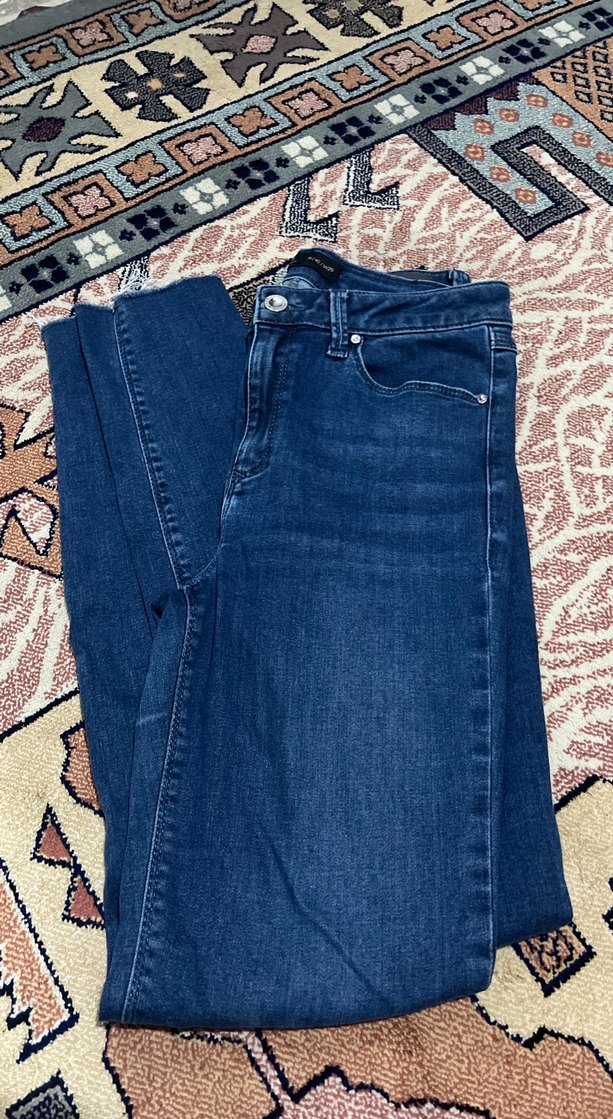 Kemerli Koyu Mavi Kadın Denim Pantolon - Görsel 3