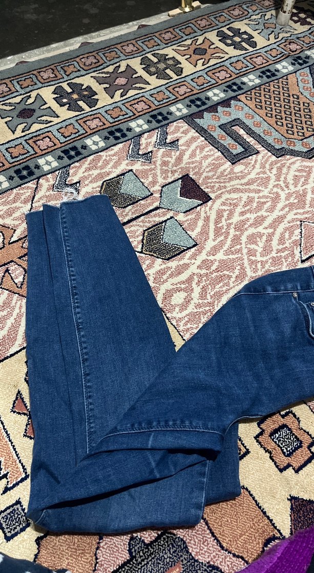 Kemerli Koyu Mavi Kadın Denim Pantolon - Görsel 4
