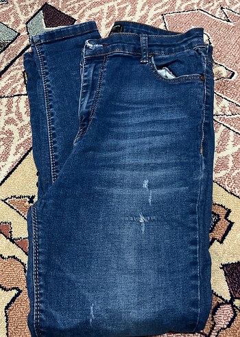 Kadın Koyu Mavi Bol Kesim Denim Pantolon - Görsel 3