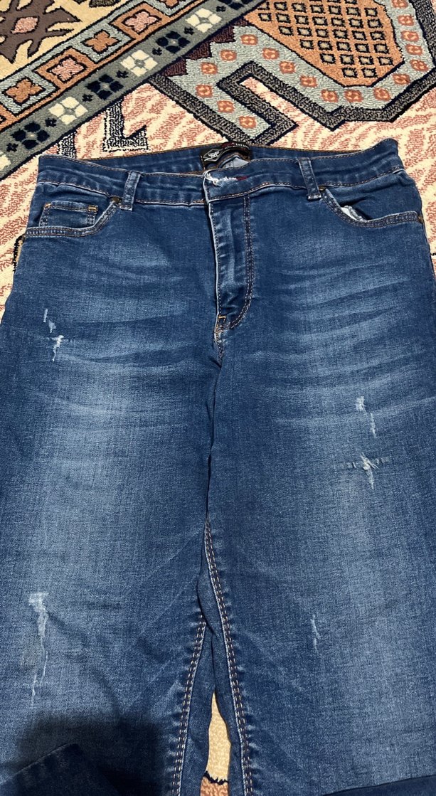 Kadın Koyu Mavi Bol Kesim Denim Pantolon - Görsel 2