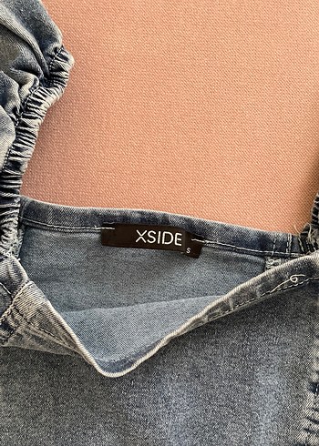 s Beden mavi Renk Kadın Mavi Denim Midi Elbise