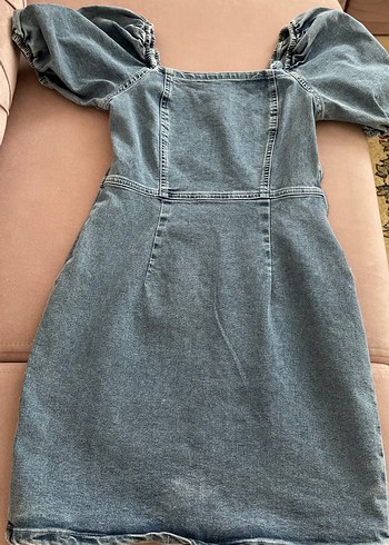 Kadın Mavi Denim Midi Elbise