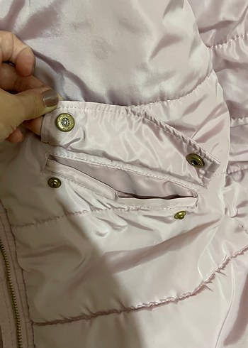 LC Waikiki Kürklü Pembe Kız Çocuk Mont