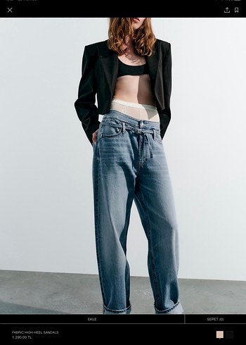 Zara Gri Loose Fit Bel Kemerli Kadın Jean
