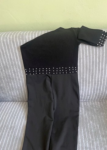 Diğer Siyah Asimetrik Tek Omuzlu Tulum