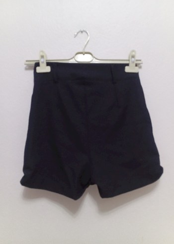 Düğmeli Yüksek Bel Lacivert Mini Şort - Görsel 2