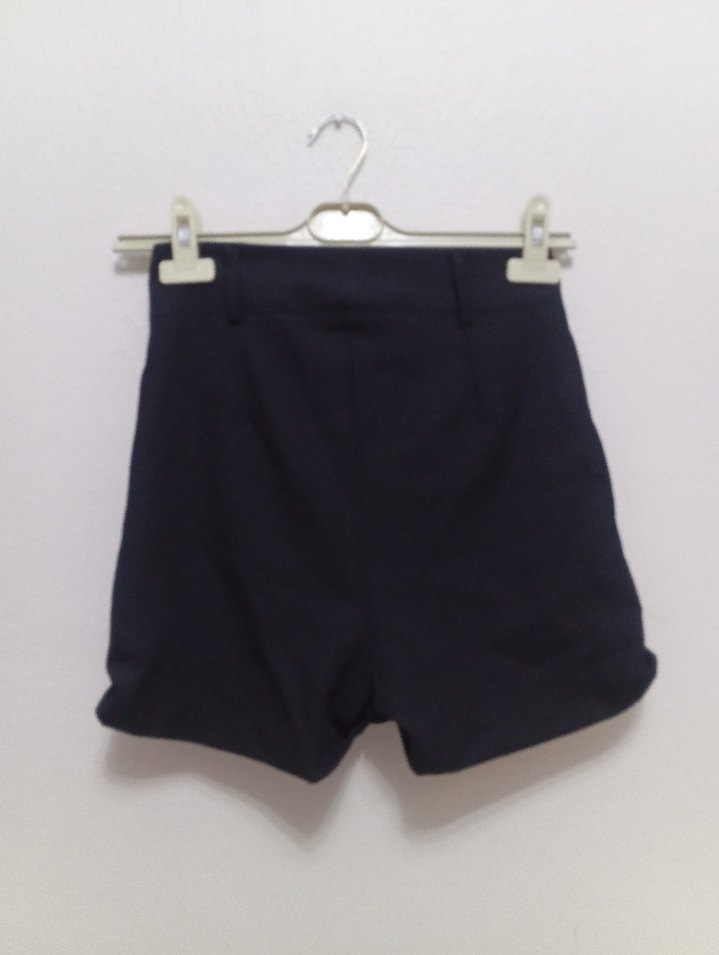 Düğmeli Yüksek Bel Lacivert Mini Şort - Görsel 2