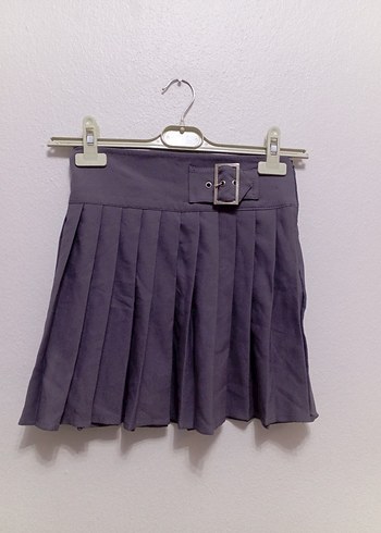 Gri Kemerli Mini Etek - Görsel 2