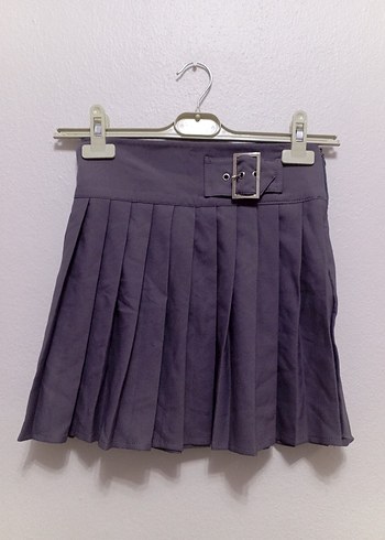 Gri Kemerli Mini Etek - Görsel 3