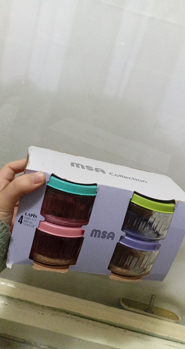 Renkli Kapaklı 4'lü Cam Saklama Kabı Seti - Görsel 2