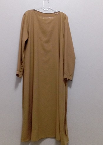 Bej Uzun Keten Elbise - Görsel 2
