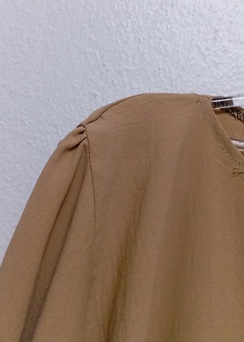 Bej Uzun Keten Elbise - Görsel 5