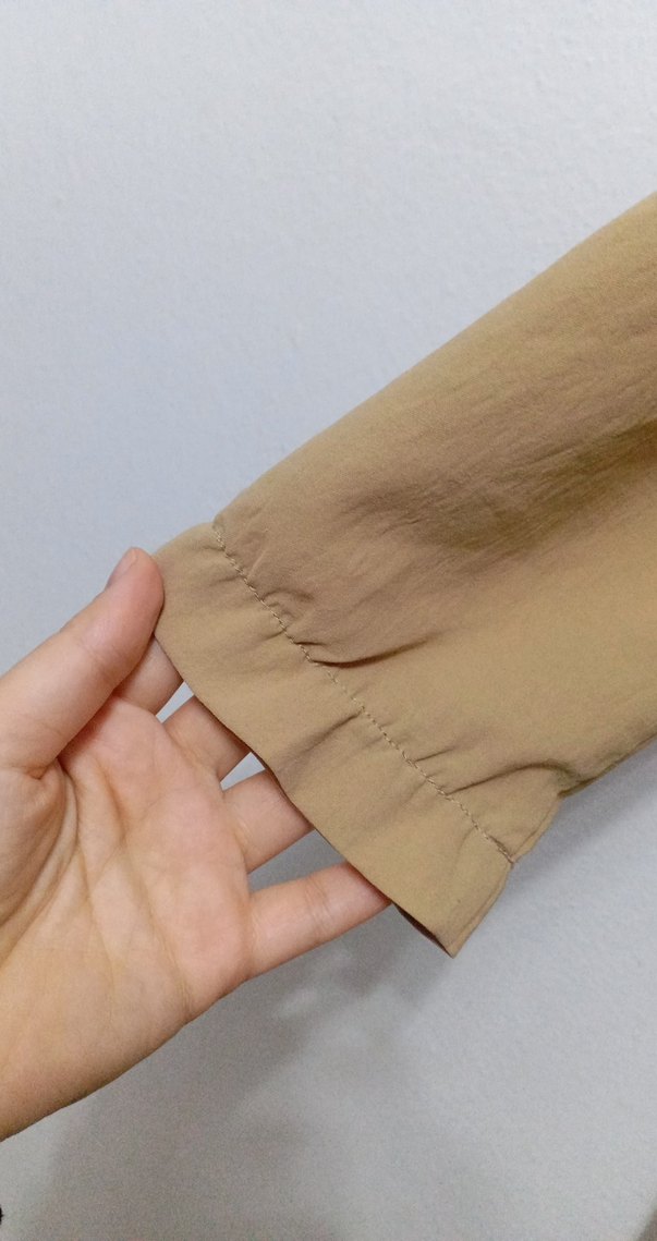 Bej Uzun Keten Elbise - Görsel 4