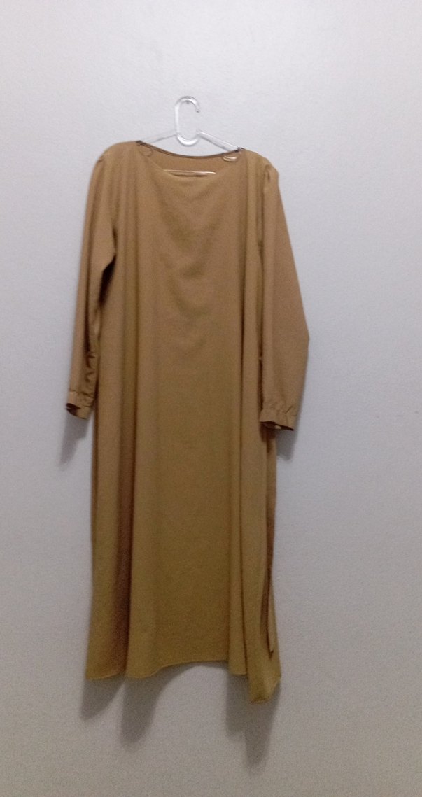 Bej Uzun Keten Elbise - Görsel 2