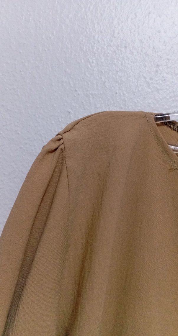 Bej Uzun Keten Elbise - Görsel 5