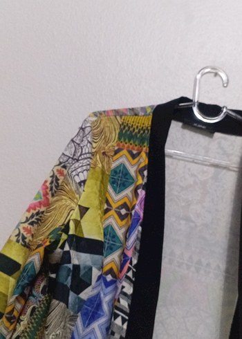 Renkli Püsküllü Uzun Bohem Kadın Kimono - Görsel 4