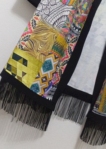 Renkli Püsküllü Uzun Bohem Kadın Kimono - Görsel 3