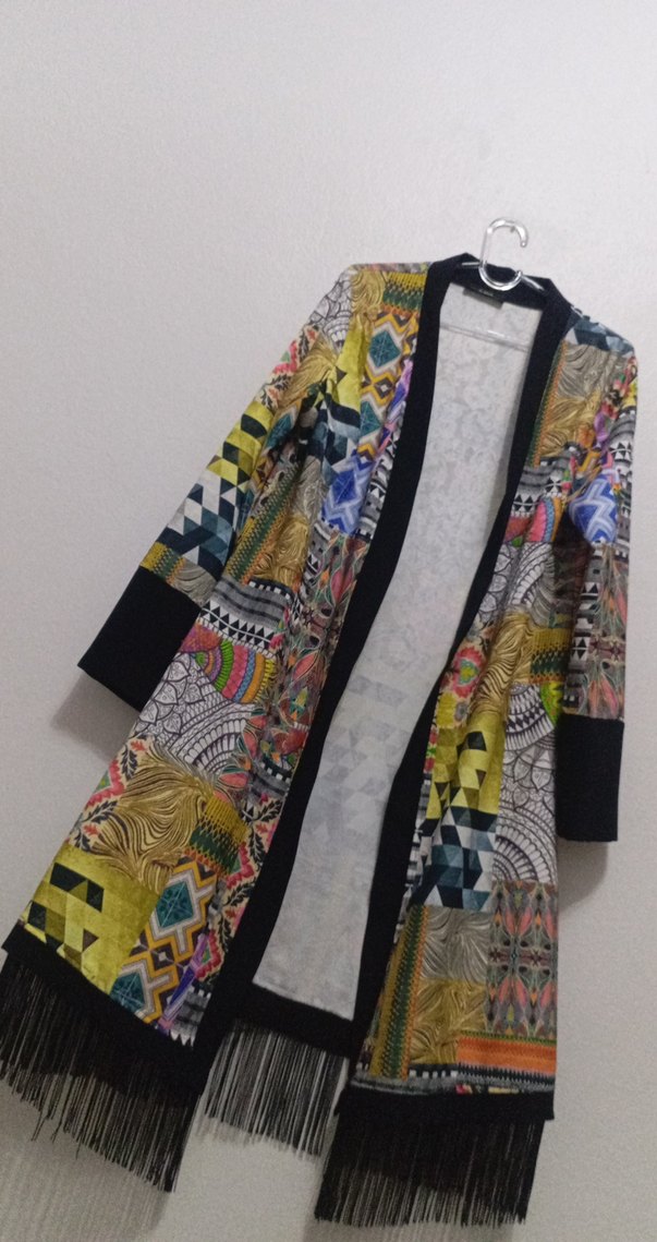 Renkli Püsküllü Uzun Bohem Kadın Kimono - Görsel 2