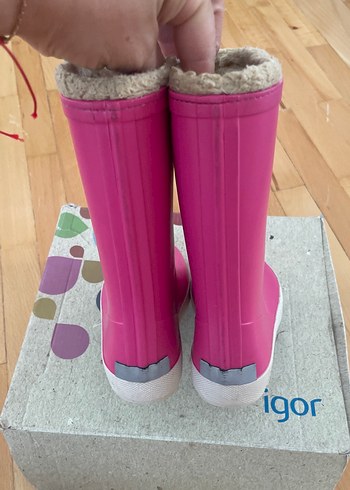 27 Beden Kız Çocuk Pembe Lastik Botlar Velcro