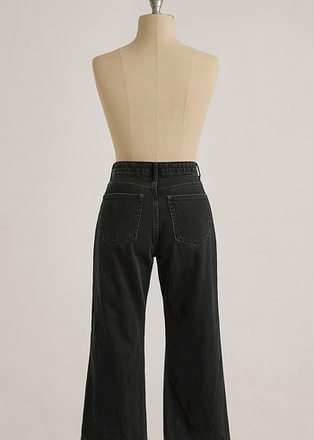 Bershka Bershka Siyah Regular Fit Midi Kot Pantolon