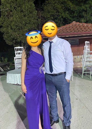 Parlak Mor Drapeli Straplez Uzun Elbise