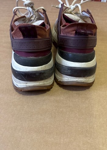 Zara Beyaz Gri Bağcıklı Kadın Spor Ayakkabı - Görsel 3