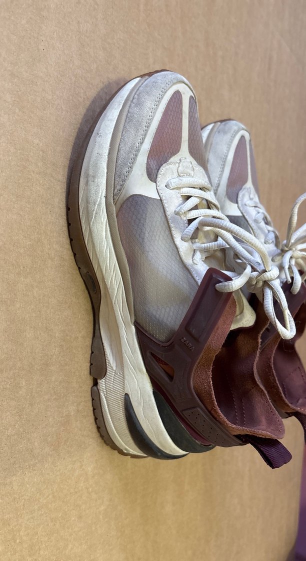 Zara Beyaz Gri Bağcıklı Kadın Spor Ayakkabı - Görsel 2