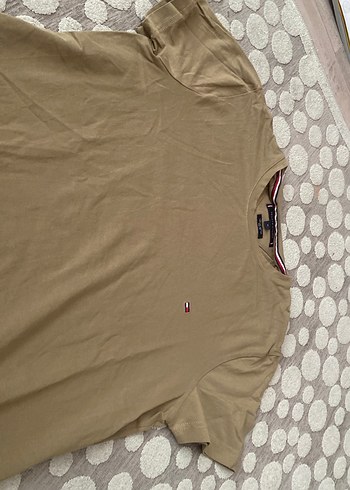Tommy Hilfiger Bej Keten Basic Tişört