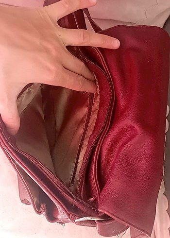 Beden bordo Renk Bordo Deri Kadın Çanta