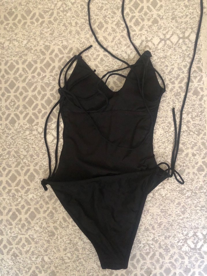 İpli Siyah Kadın Mayo - Görsel 2