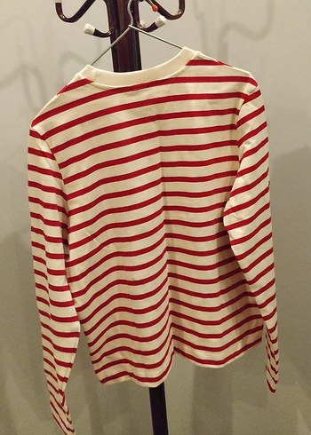 Massimo Dutti Kırmızı Çizgili Uzun Kollu Kadın Sweatshirt