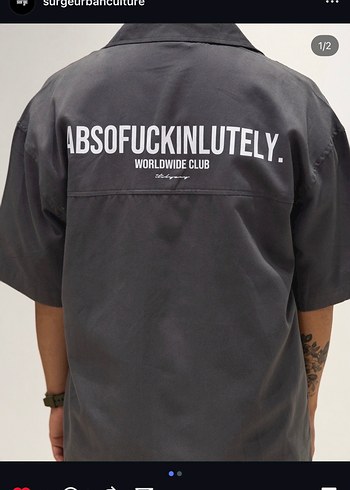 Gri Kısa Kollu oversize Erkek Gömlek - Görsel 2