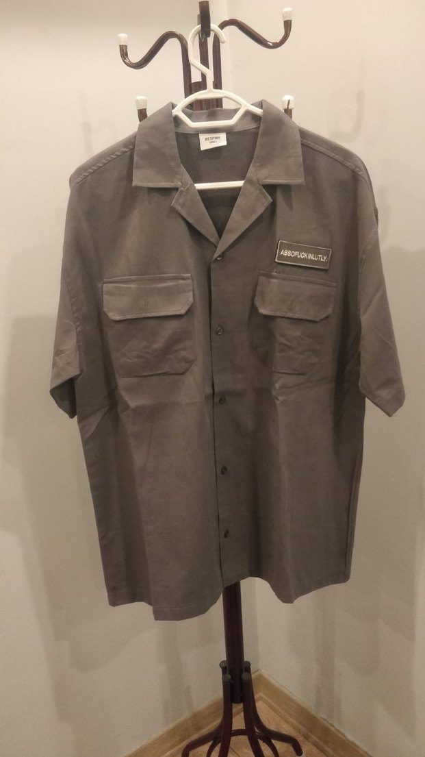 Gri Kısa Kollu oversize Erkek Gömlek - Görsel 3