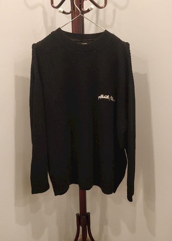 Siyah Örgü oversize Erkek kazak - Görsel 2