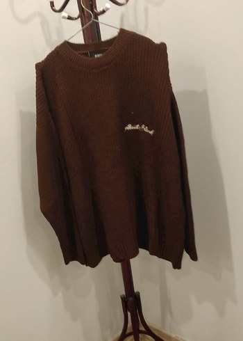 Kahverengi Erkek Örgü oversize Kazak - Görsel 3