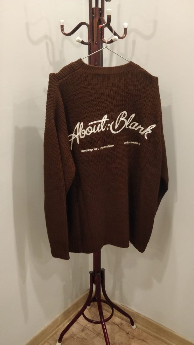 Kahverengi Erkek Örgü oversize Kazak - Görsel 2