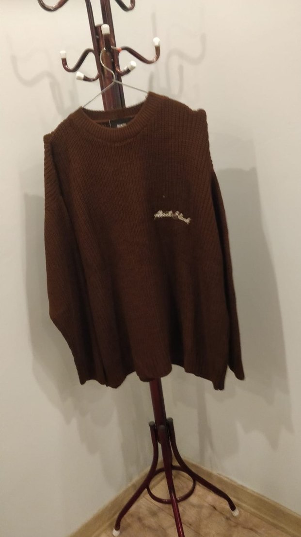 Kahverengi Erkek Örgü oversize Kazak - Görsel 3