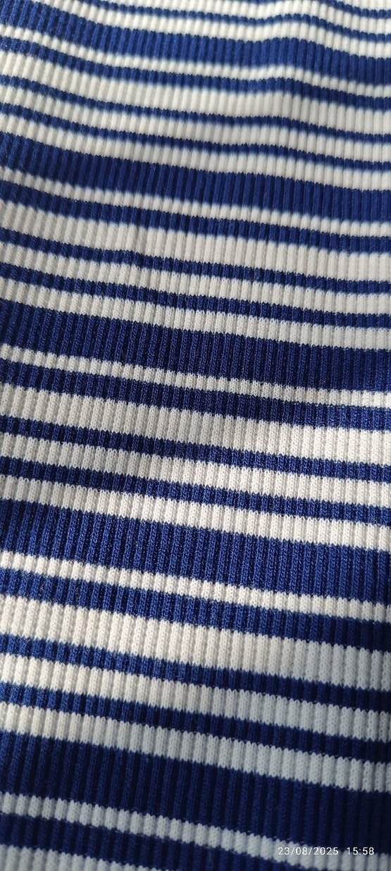 Çizgili Uzun Sıfır Kol Elbise - Görsel 2