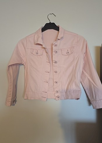 Düğmeli Pembe Kız Çocuk Denim Ceket