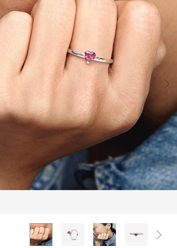 Pandora Pembe Minimalist Kalp Yüzük (50 beden)