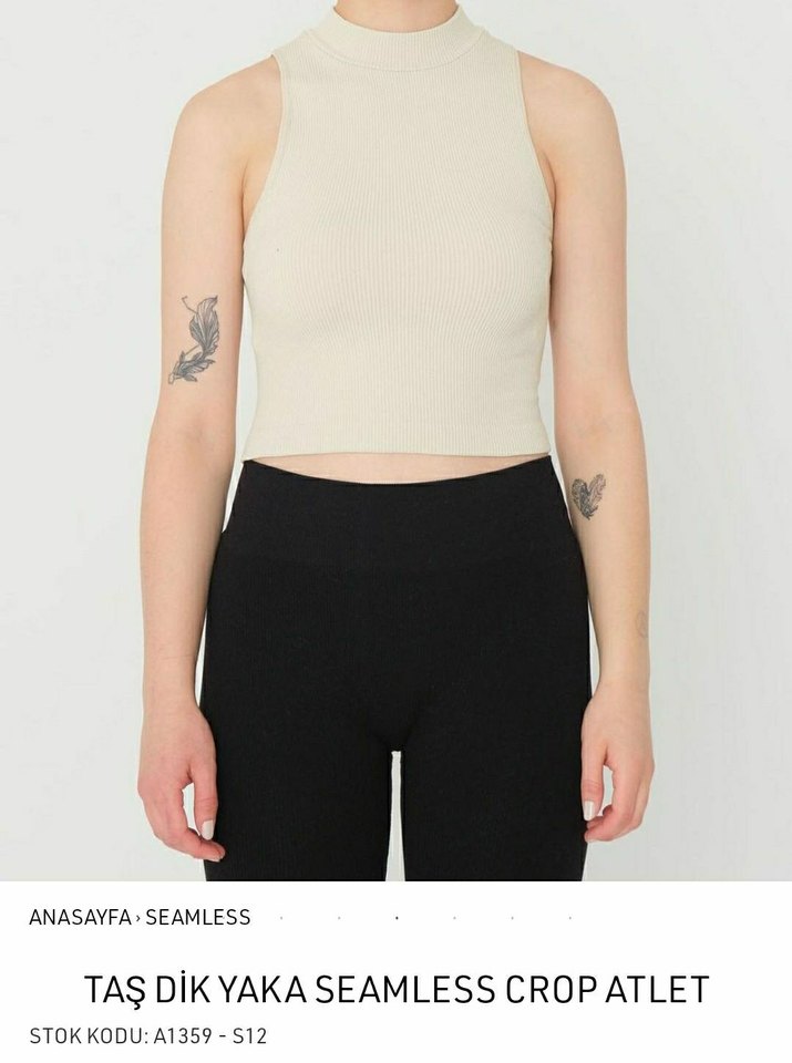 Dik Yaka Crop Atlet - Görsel 3