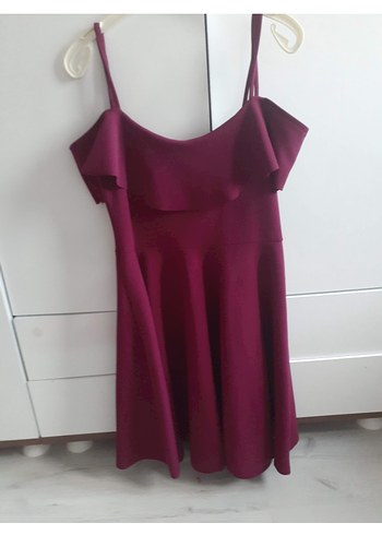 Bordo Straplez Midi Mezuniyet Elbisesi - Görsel 3