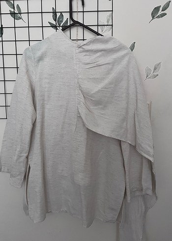 38 Beden Beyaz Keten Kadın Tulum, Midi, Salaş Kesim