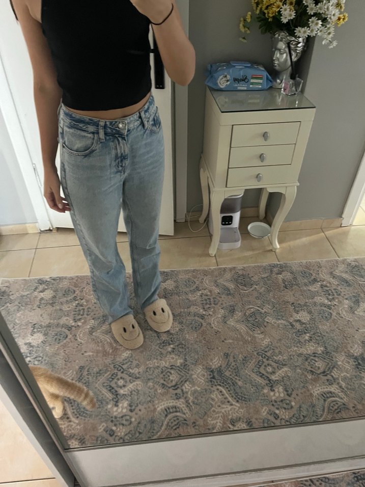 Zara straight fit mavi renk jean - Görsel 5