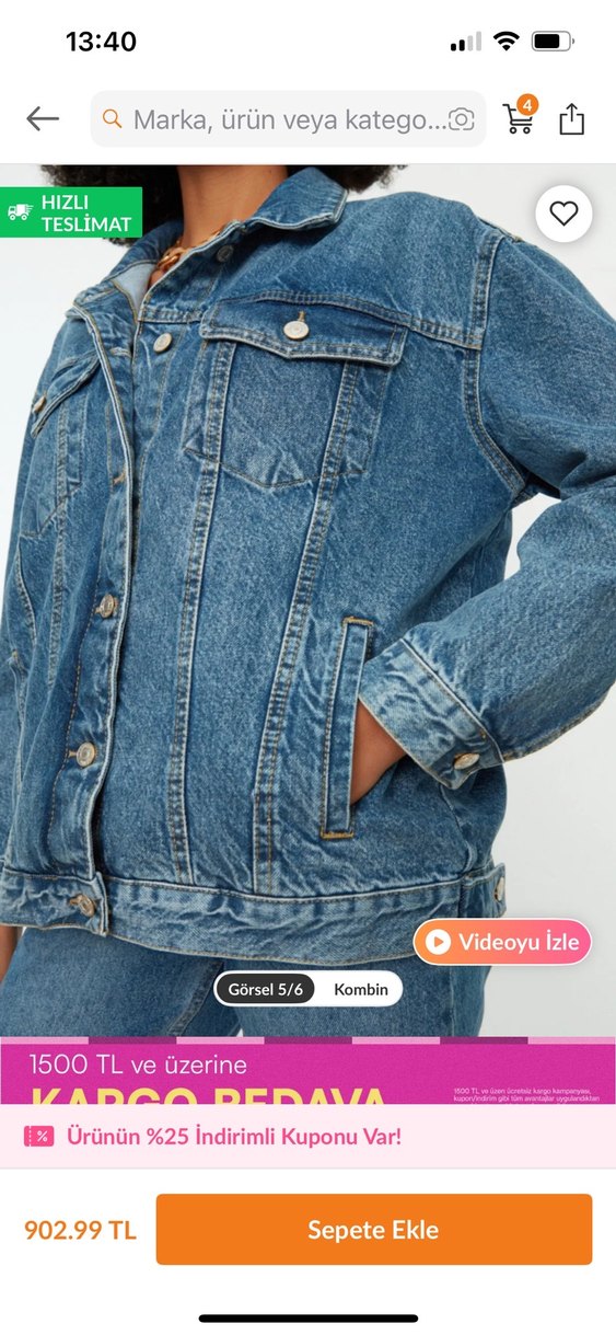 Trendyolmilla Düğmeli Mavi Denim Kadın Ceket - Görsel 5